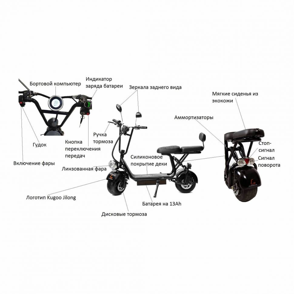 Электросамокат KUGOO C1 Pro (Черный) Электросамокат KUGOO C1 Pro (Черный)